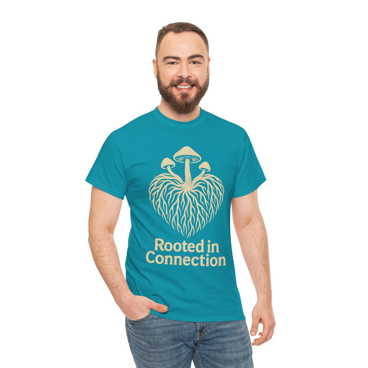 Rooted in Connection Mushroom Graphic Tee - Aesthetic Nature T-Shirt - Trending Now - September 2026