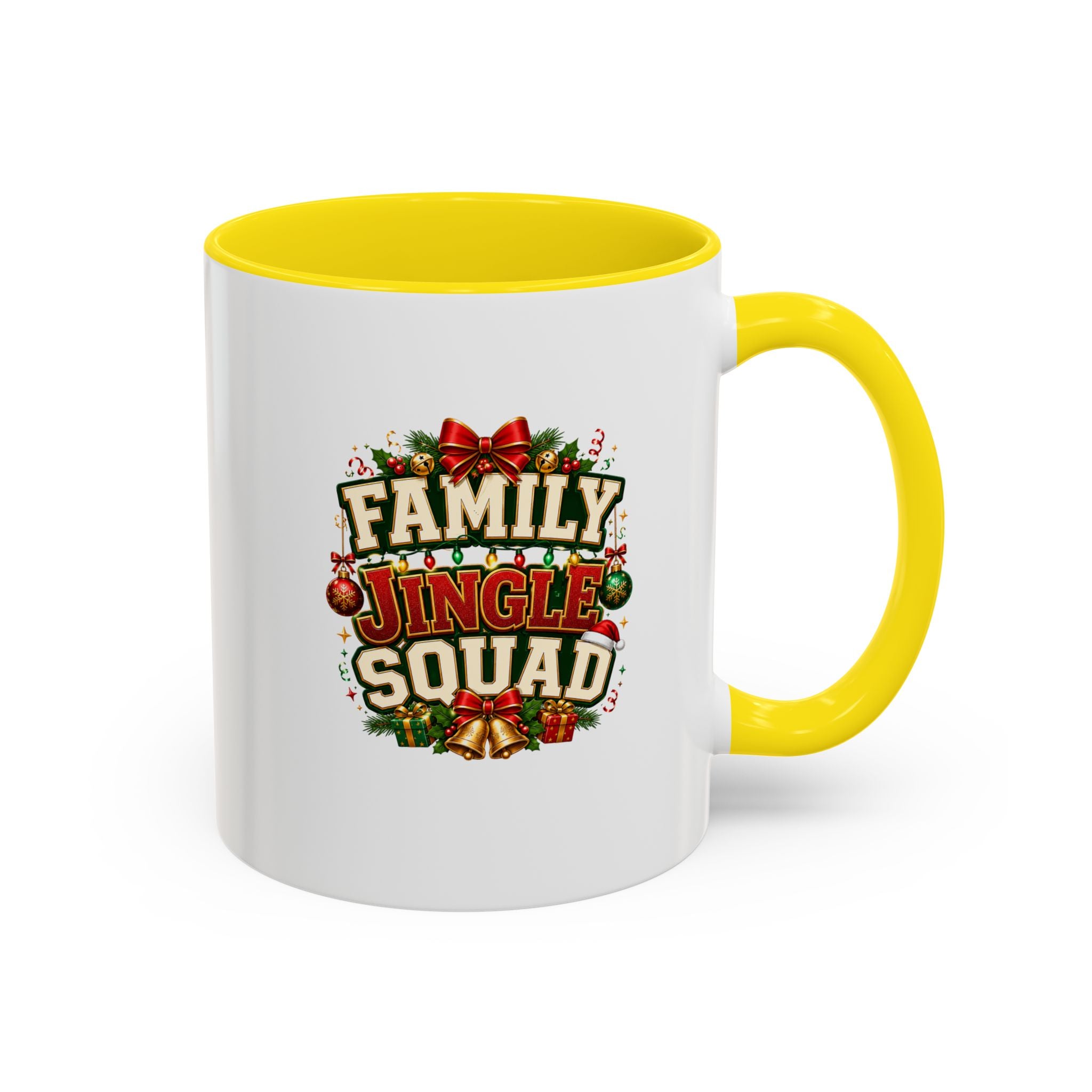 Family Jingle Squad Accent Coffee Mug — Christmas Holiday Coffee Cup