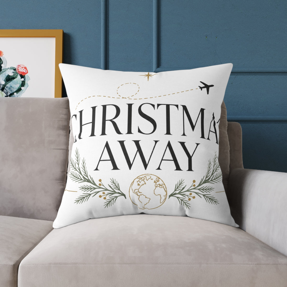 Christmas Holiday Travel Pillow | "Christmas Away" Decorative Throw Cushion