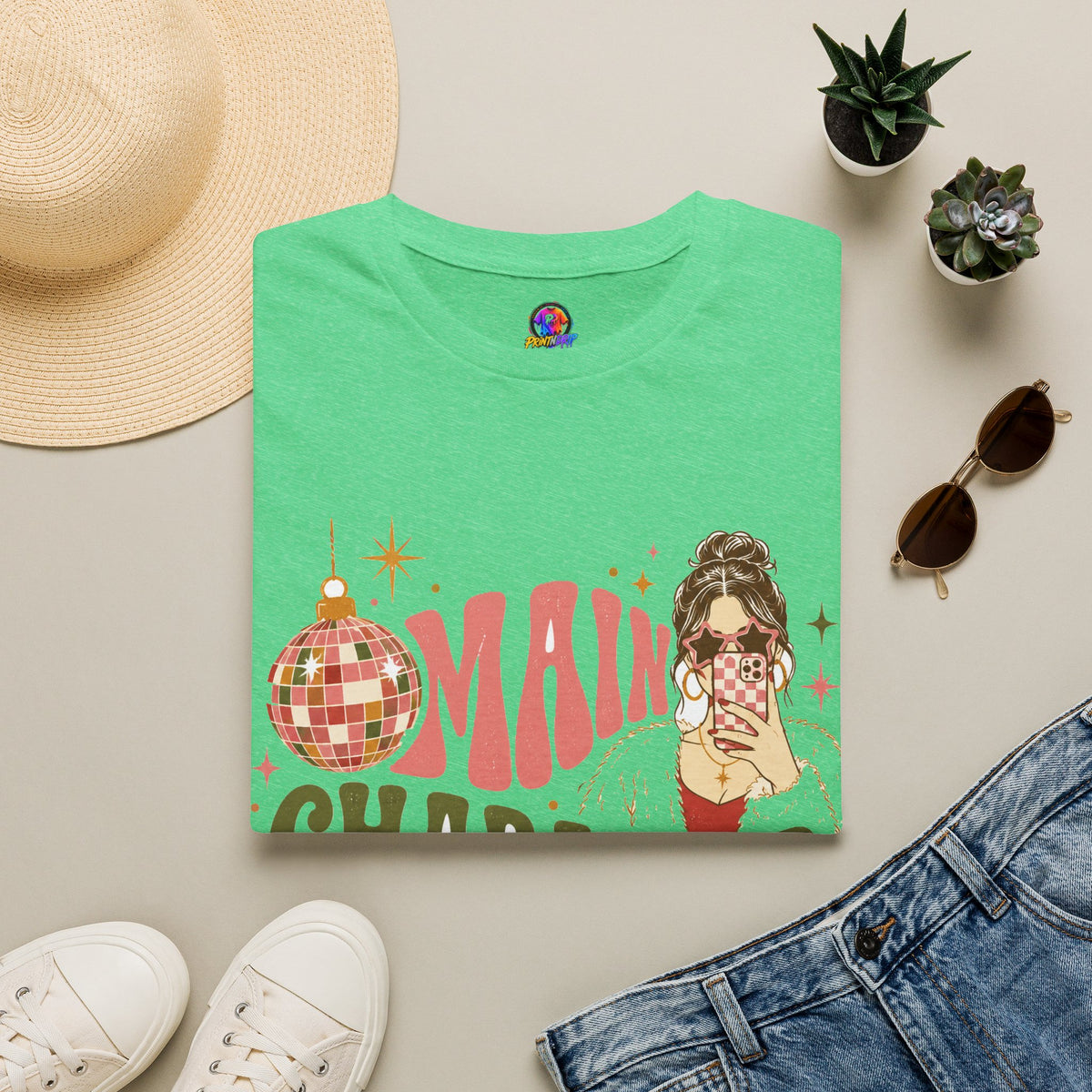 Christmas T-Shirt — "Main Character Christmas" Graphic Tee (Holiday Mom Aesthetic)