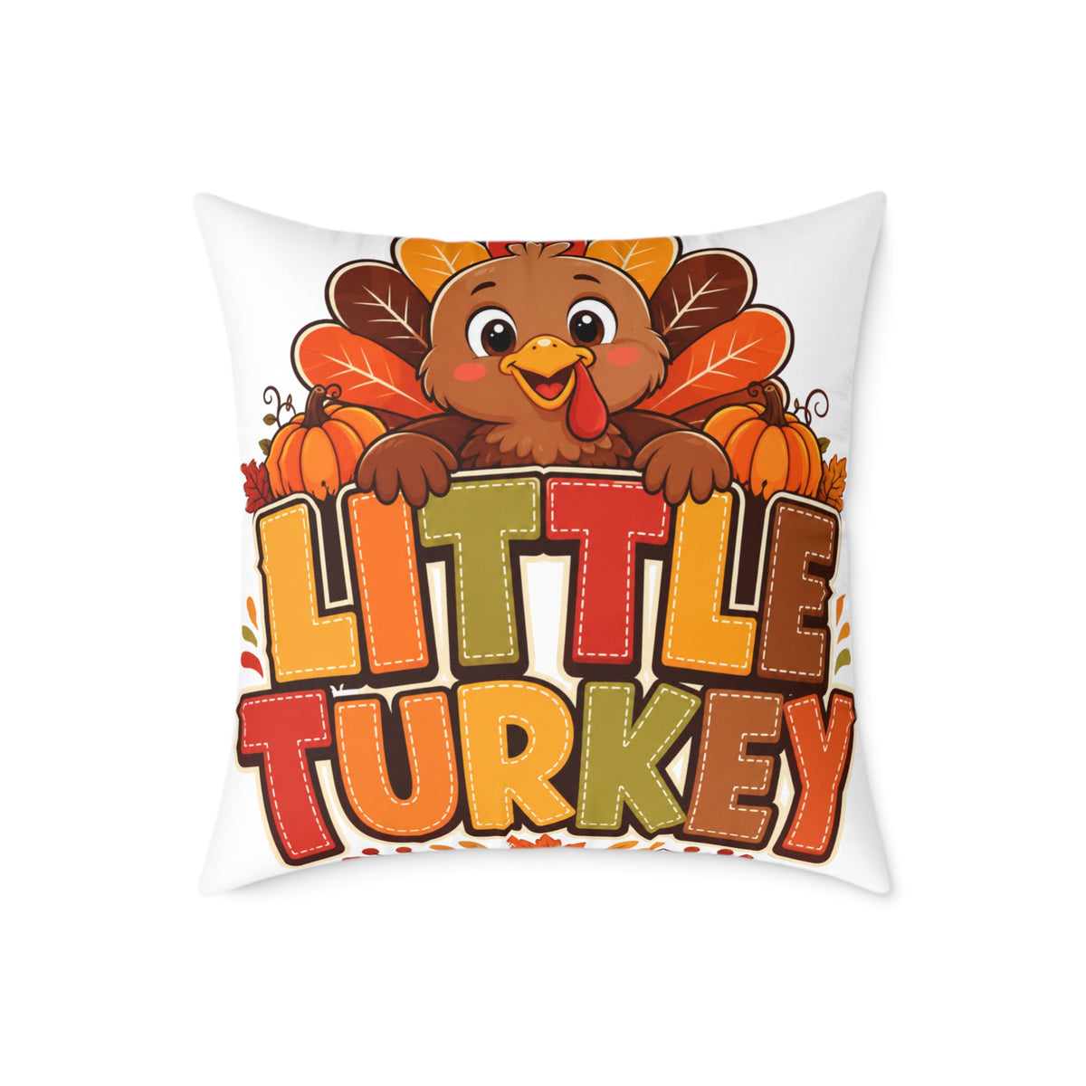 Little Turkey Thanksgiving Pillow — Cute Kids Holiday Throw Pillow
