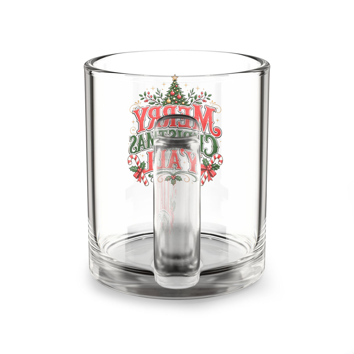 Christmas Glass Mug 10 oz Merry Christmas Y'all Glass Mug — 10oz Holiday Coffee Cup