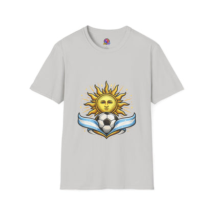 Argentina Sun Face Soccer T-Shirt — Retro Celestial Football Tee