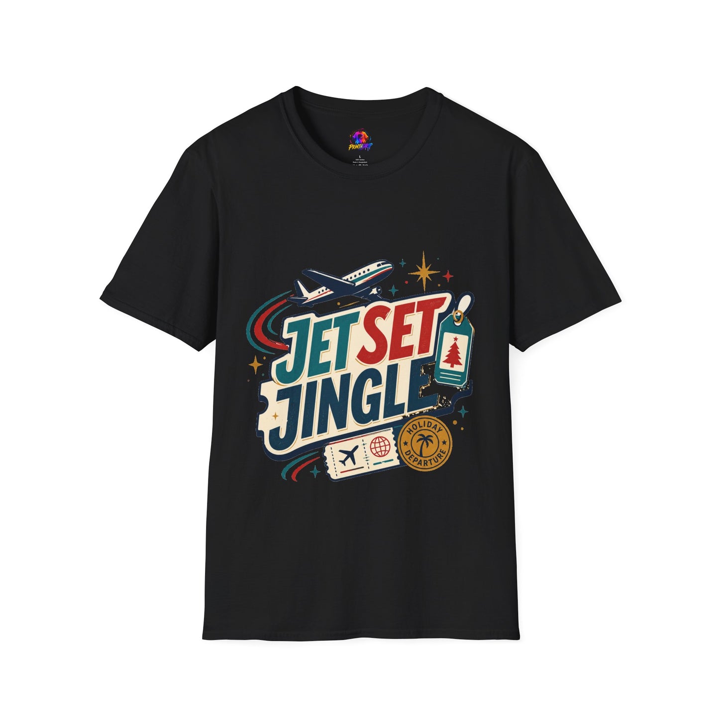 Jet Set Jingle Travel T-Shirt — Retro Airplane Vacation Graphic