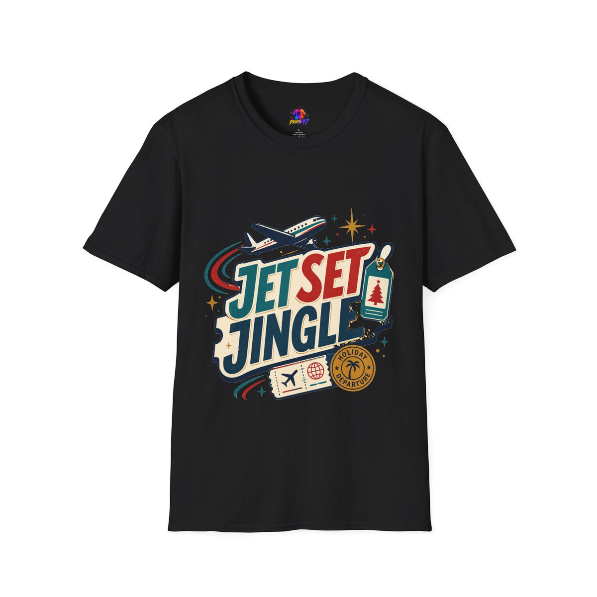 Jet Set Jingle Travel T-Shirt — Retro Airplane Vacation Graphic