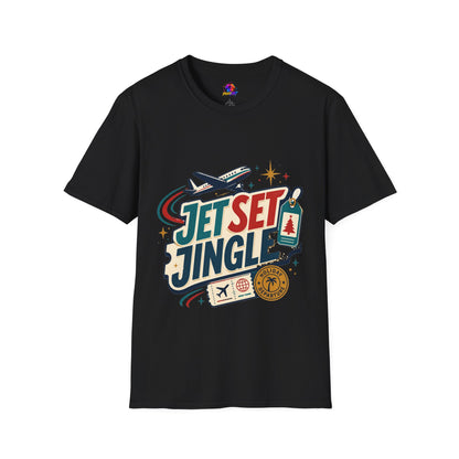 Jet Set Jingle Travel T-Shirt — Retro Airplane Vacation Graphic