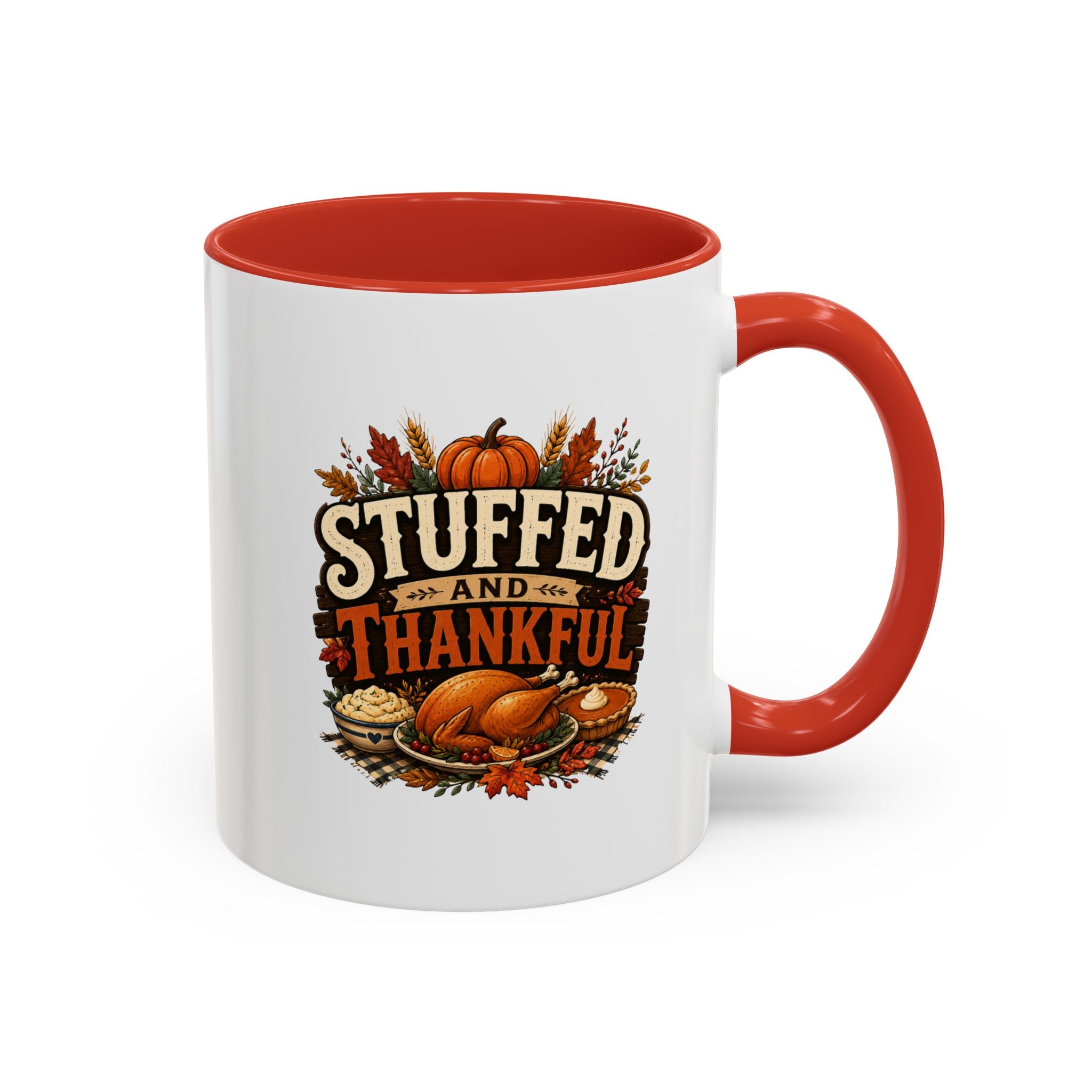 Thanksgiving Mug Stuffed and Thankful Coffee Mug — Thanksgiving Fall Holiday Kitchen Gift