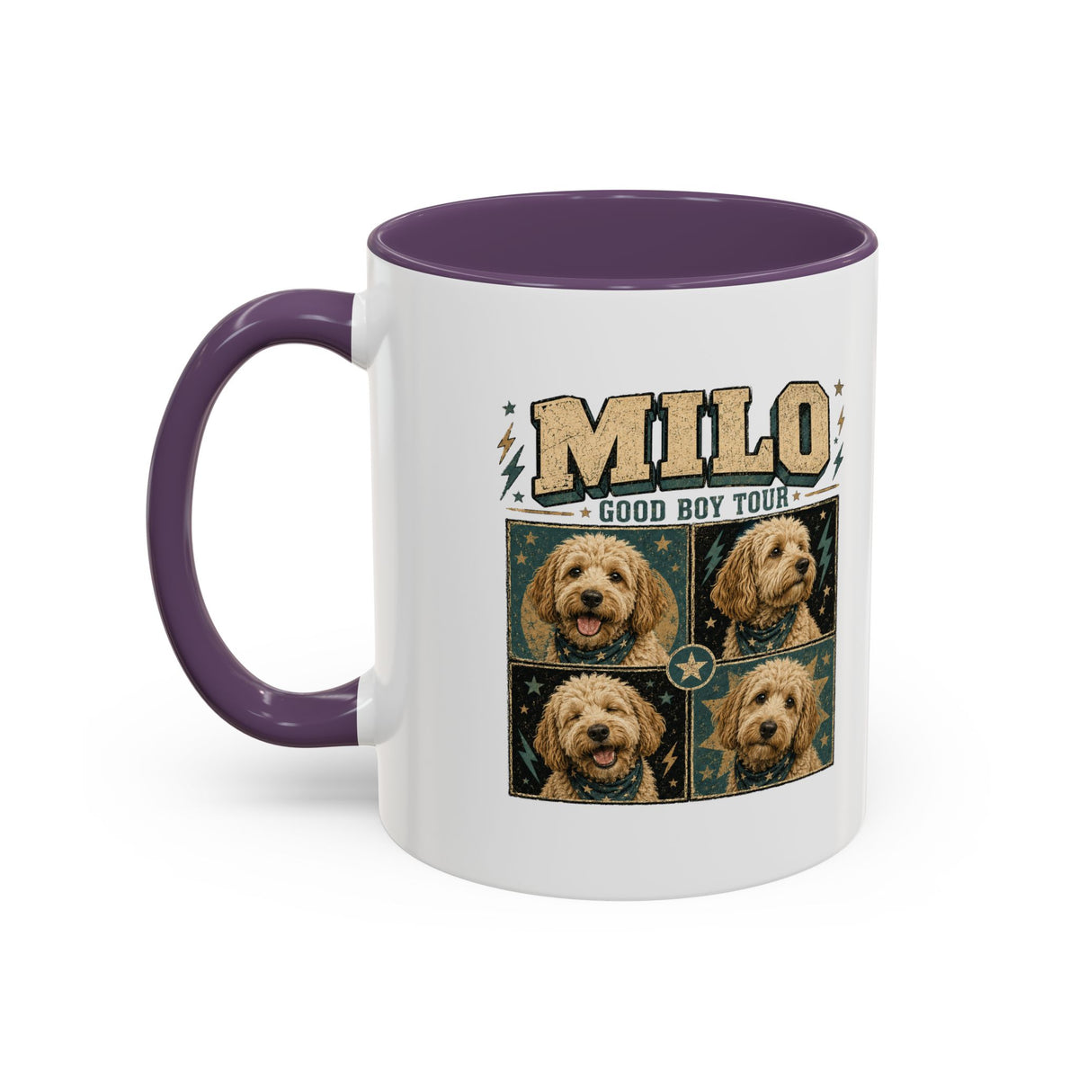 Milo Bailey Dog Dad Mom Personalized Dog Mug — "Milo: Good Boy Tour" Photo Accent Coffee Mug