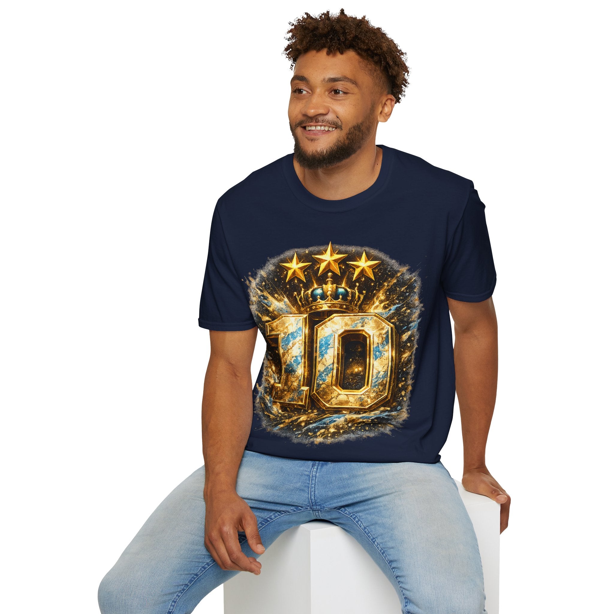 Argentina, MESSI #10 T-Shirt — Gold Crown '10' Victory Graphic Tee
