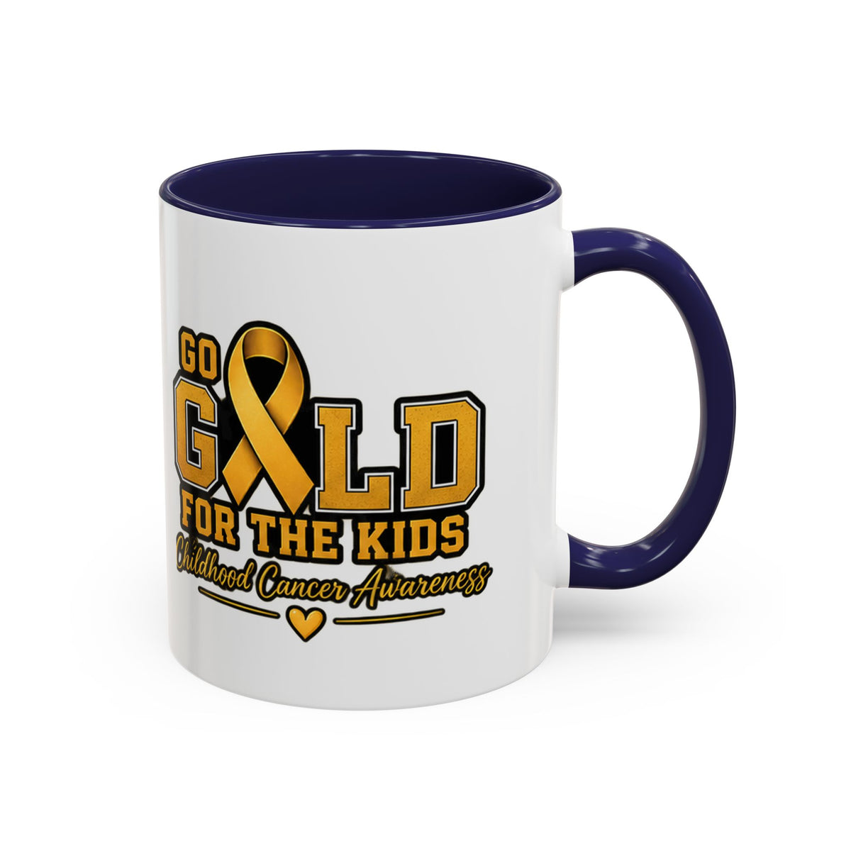 Gold For The Kids Coffee Mug — Childhood Cancer Awareness Accent Mug (11/15oz)