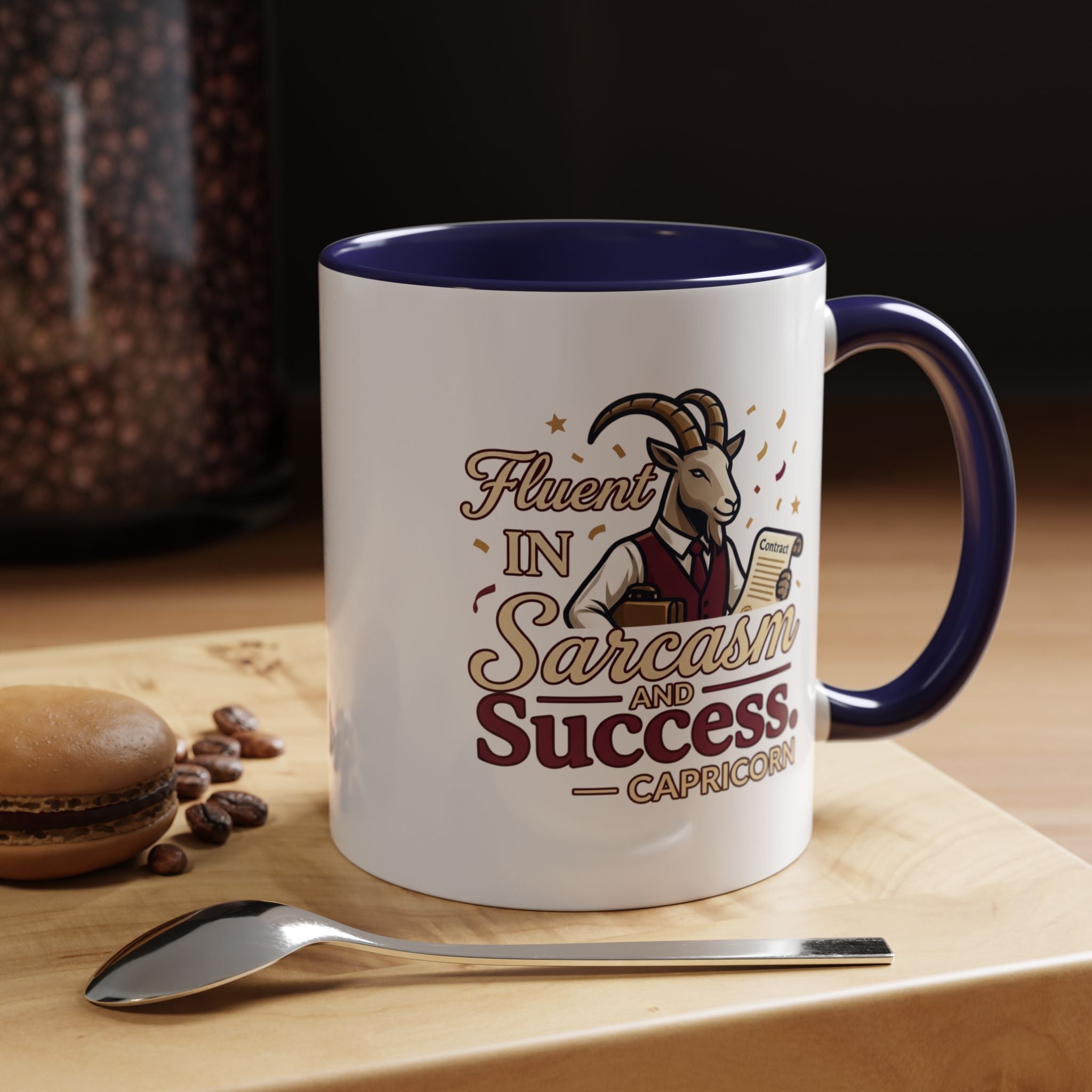 Capricorn Coffee Mug — "Fluent in Sarcasm and Success" Accent Mug