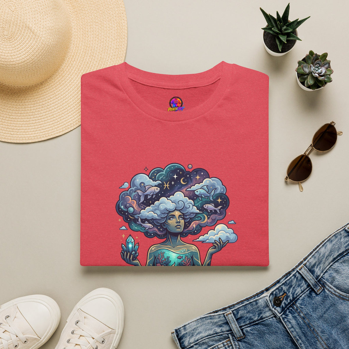 Dreamscape Goddess T-Shirt — 'Head in the Clouds' Surreal Art Tee
