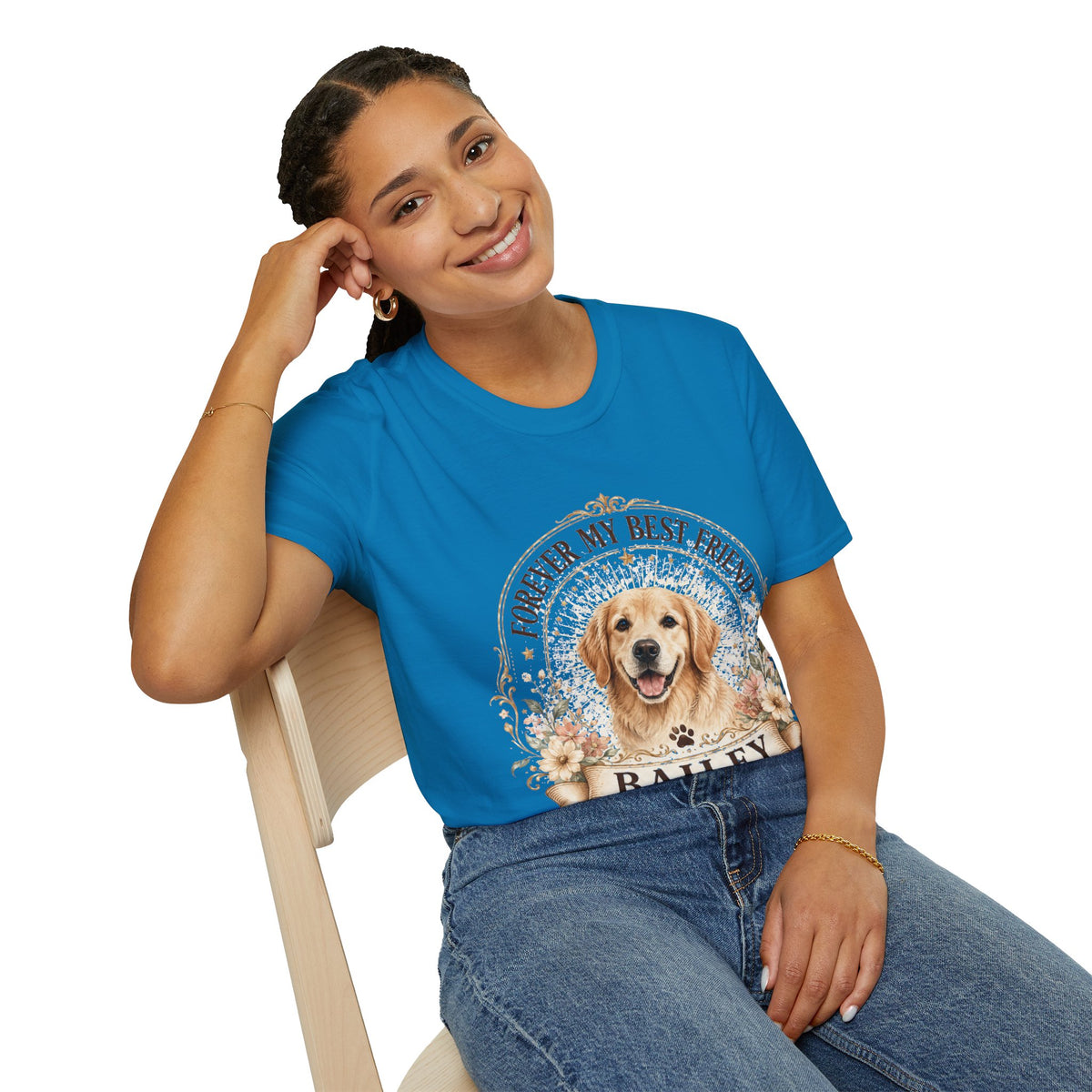 Forever My Best Friend Dog T-Shirt — Personalized Pet Name Golden Retriever Tee
