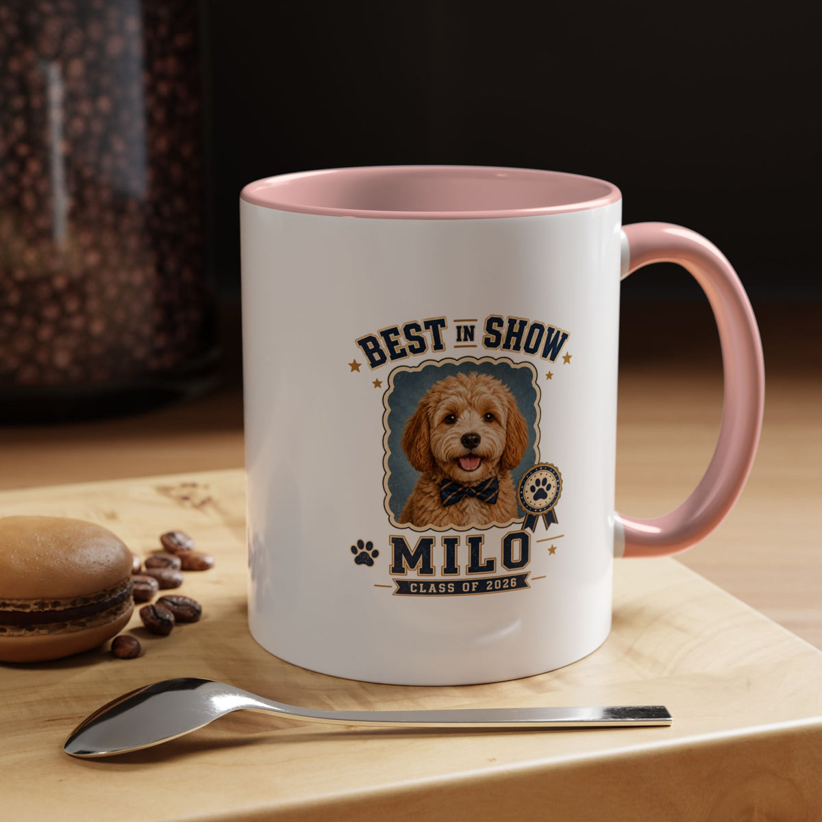 Milo Bailey Dog Dad Mom Best in Show Milo Personalized Dog Coffee Mug — Custom Pet Name Accent Mug