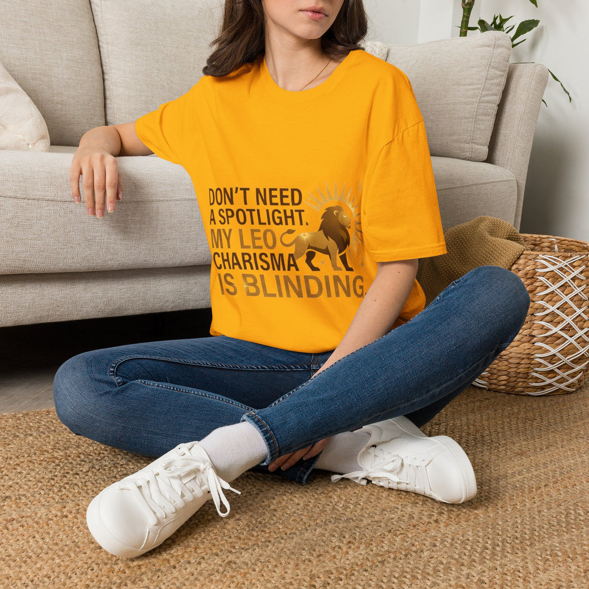 Leo T-Shirt — "Don't Need a Spotlight, My Leo Charisma Is Blinding" Zodiac Tee