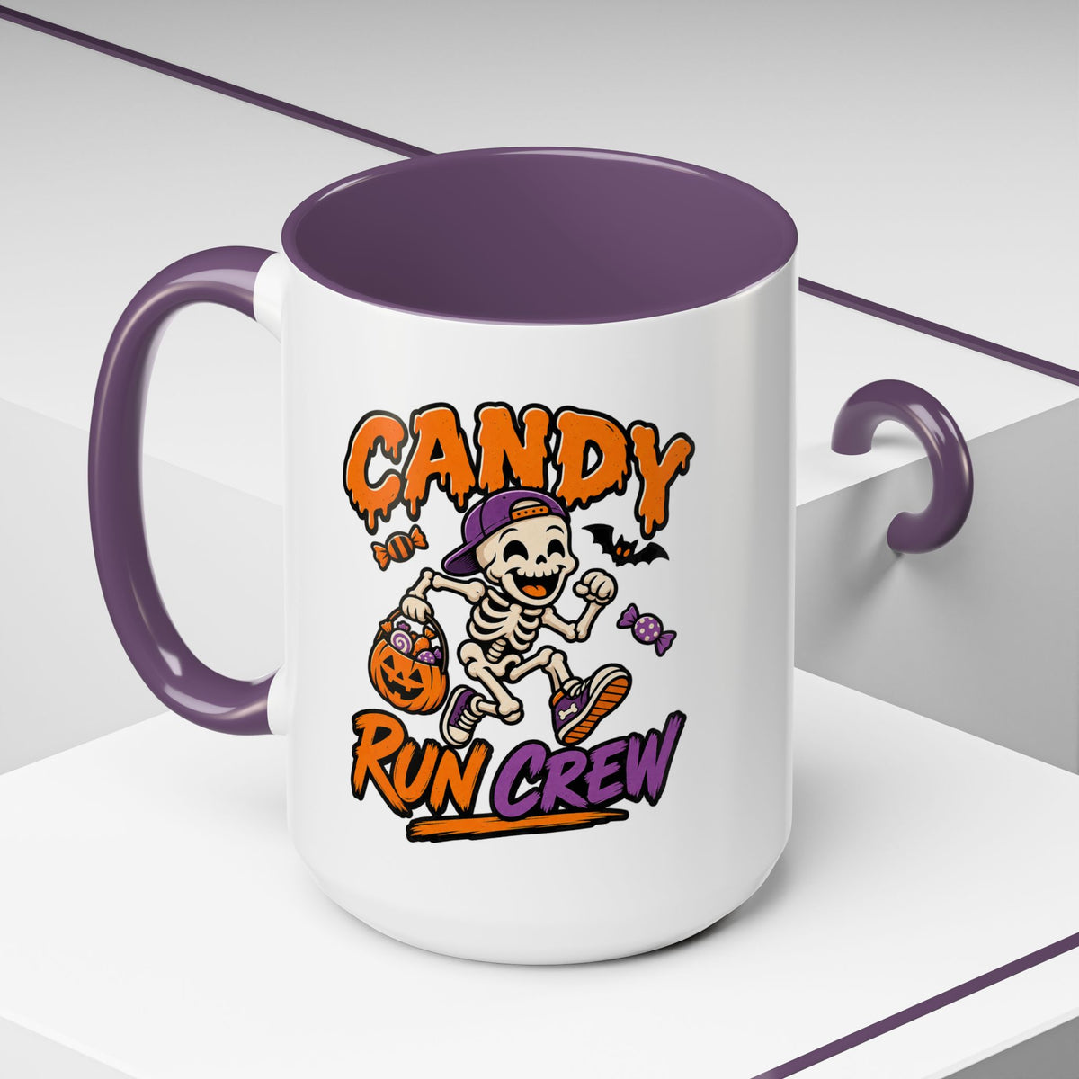 Candy Run Crew Coffee Mug — Halloween Skeleton Trick-or-Treat Accent Mug (11/15oz)