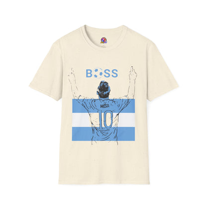 Soccer Boss T‑Shirt — 'BOSS' Striped Football Player Graphic Tee