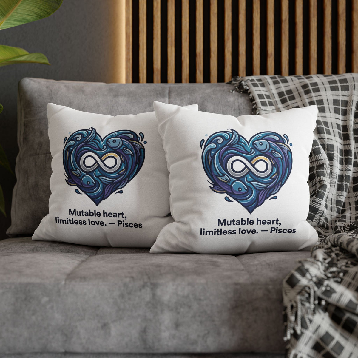 Pisces Infinity Heart Pillowcase — "Mutable heart, limitless love."