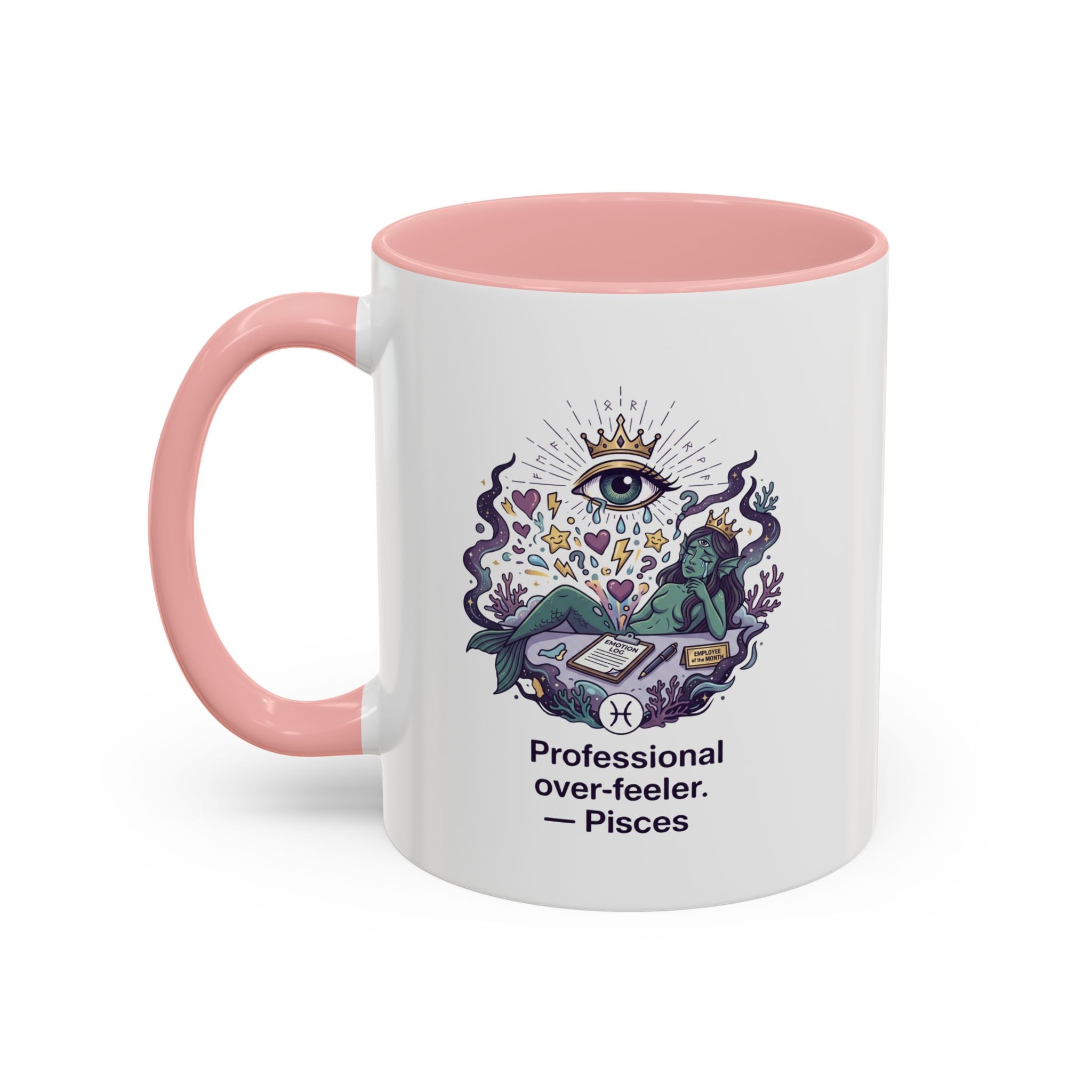 Pisces Coffee Mug — "Professional Over-feeler" Zodiac Accent Mug (11/15oz)