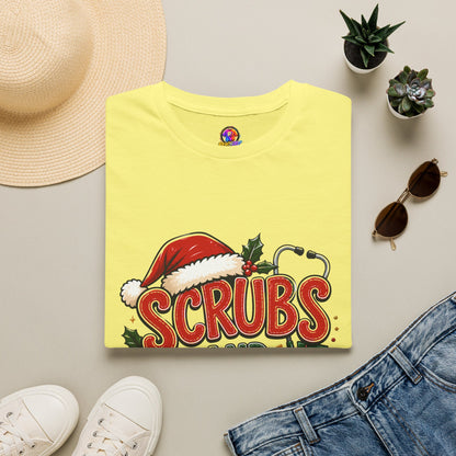 Scrubs and Santa Christmas Tee — Funny Nurse Holiday T-Shirt