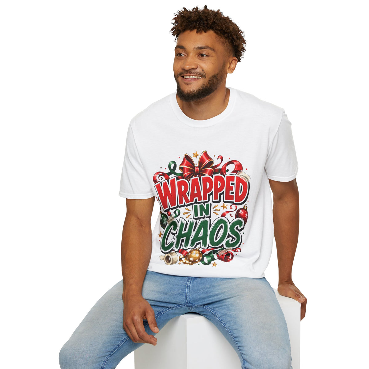 T-Shirt — "Wrapped in Chaos" Holiday Graphic Tee