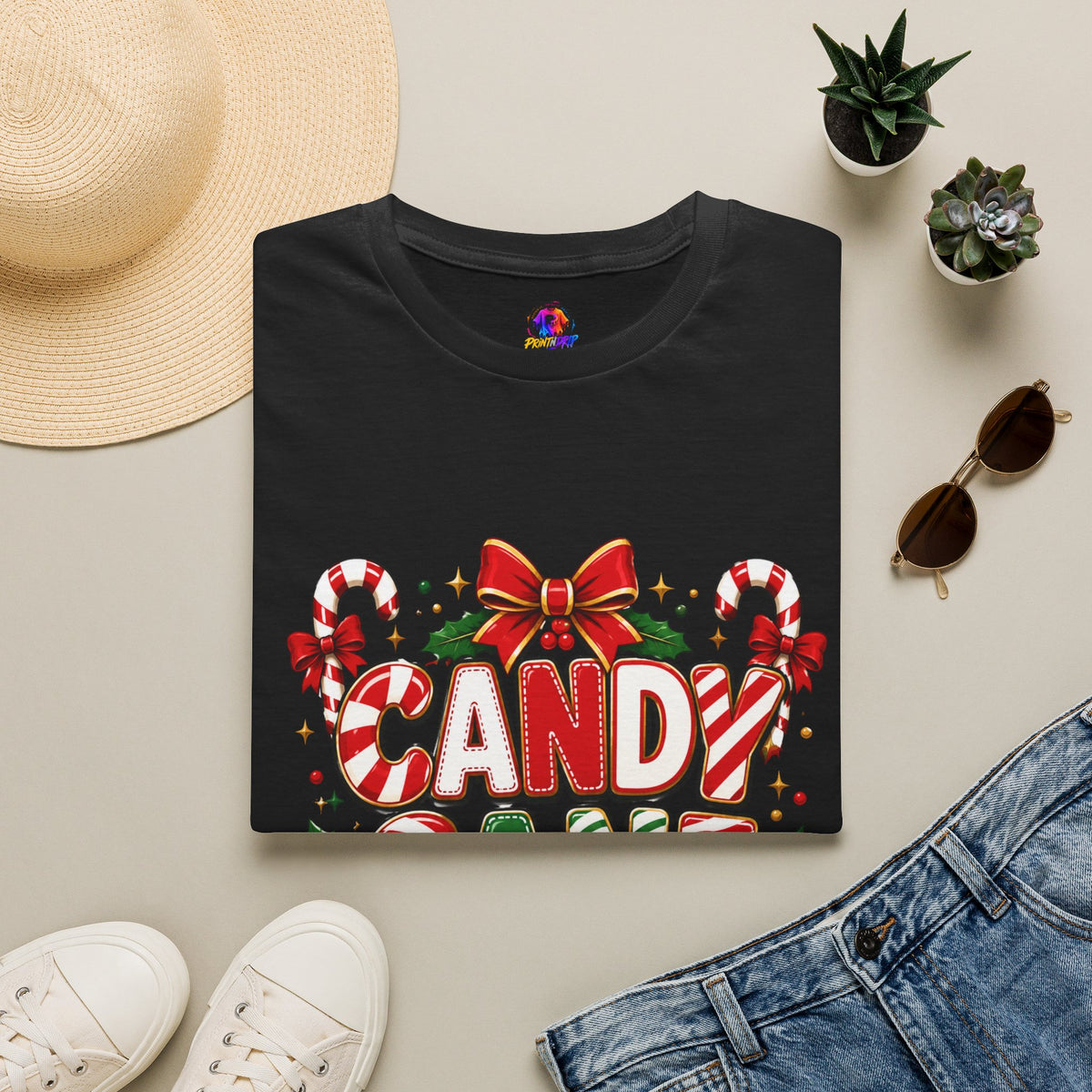 Candy Cane Crew T-Shirt — Festive Christmas Holiday Tee