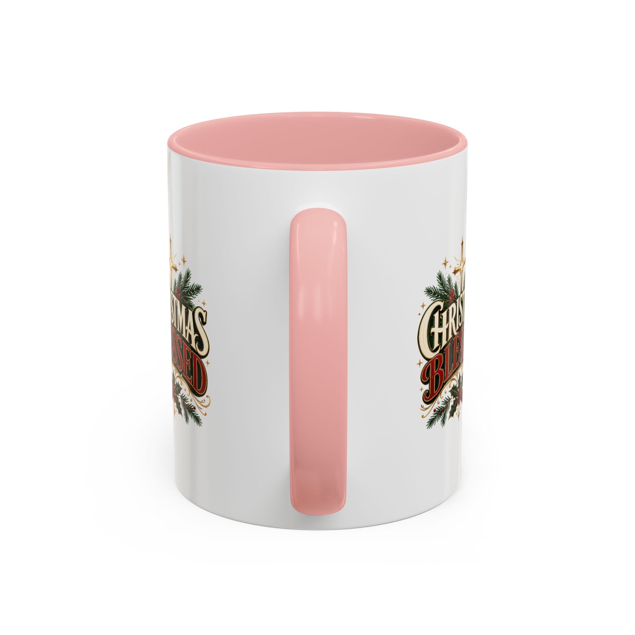 Christmas Blessed Accent Coffee Mug – Holiday Pine & Holly