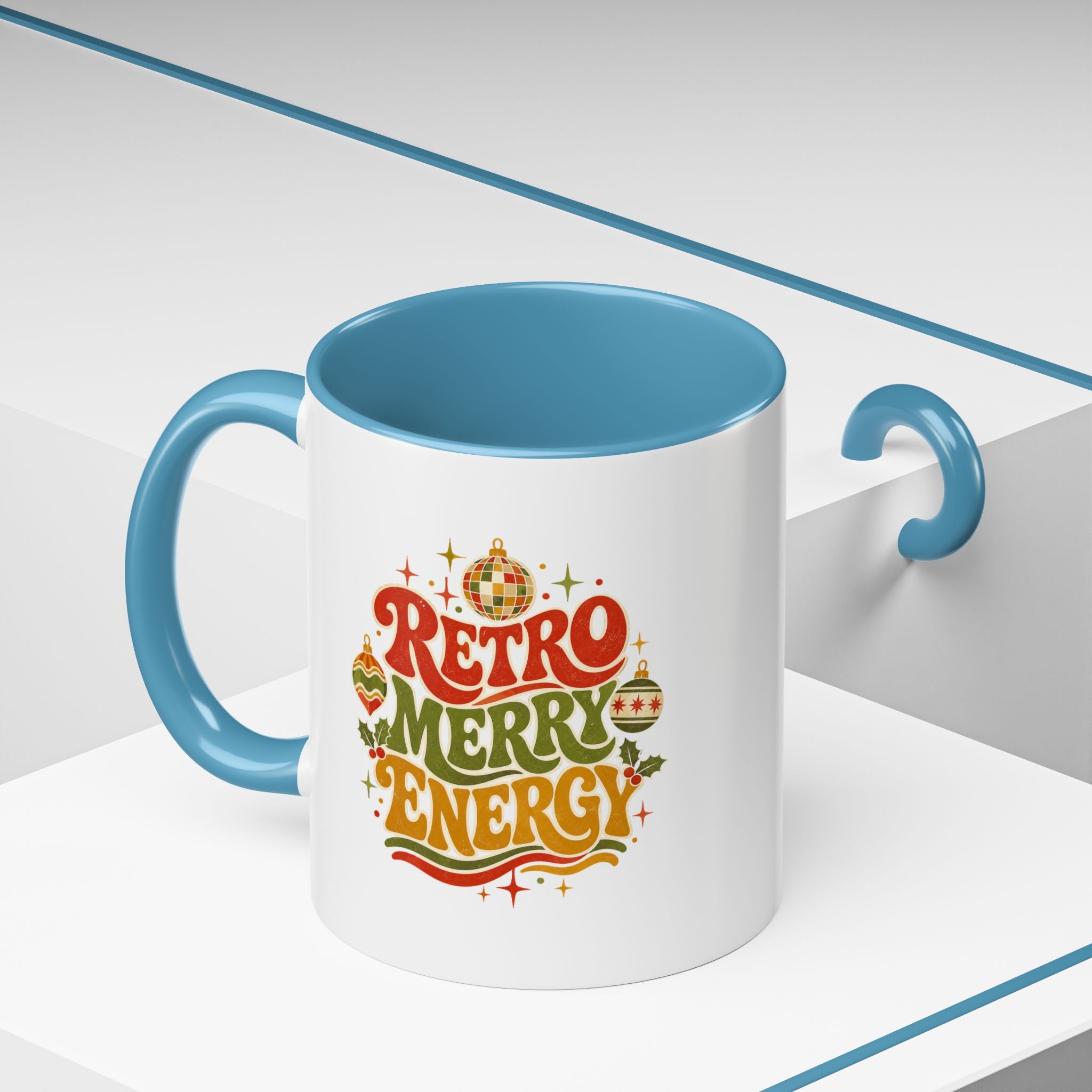 Modern Day Christmas Retro Merry Energy Coffee Mug — Festive 70s Holiday Design