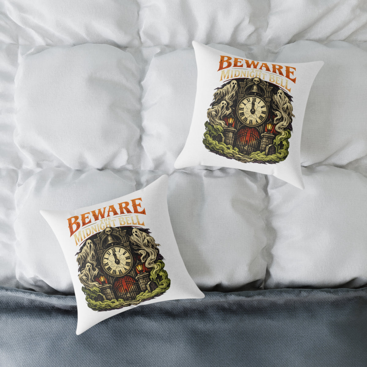 Halloween Beware Of Midnight Square Poly Canvas Pillow