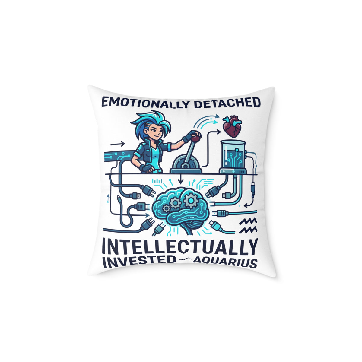 Zodiac Aquarius Emotionally Detached Intellectually Invested Square Poly Canvas Pillow