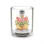Modern Day Christmas Glass Mug  10oz Glass Mug — “Retro Merry Energy” Holiday Glass Coffee Mug (10 oz)