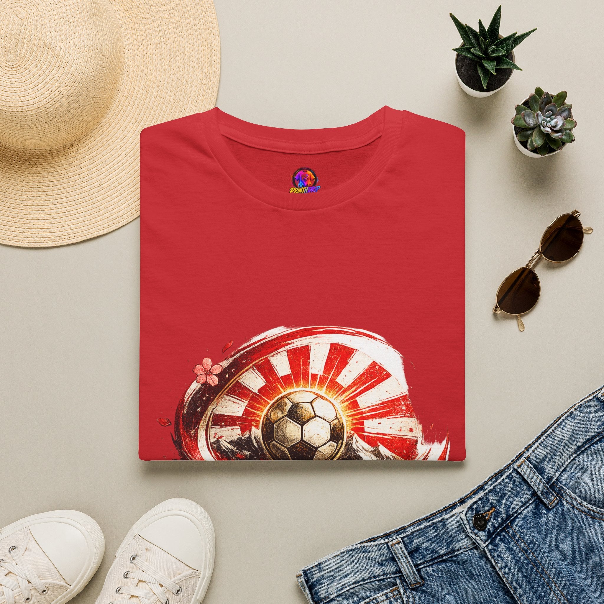 Japan Soccer T‑Shirt — Rising Sun Football Graphic
