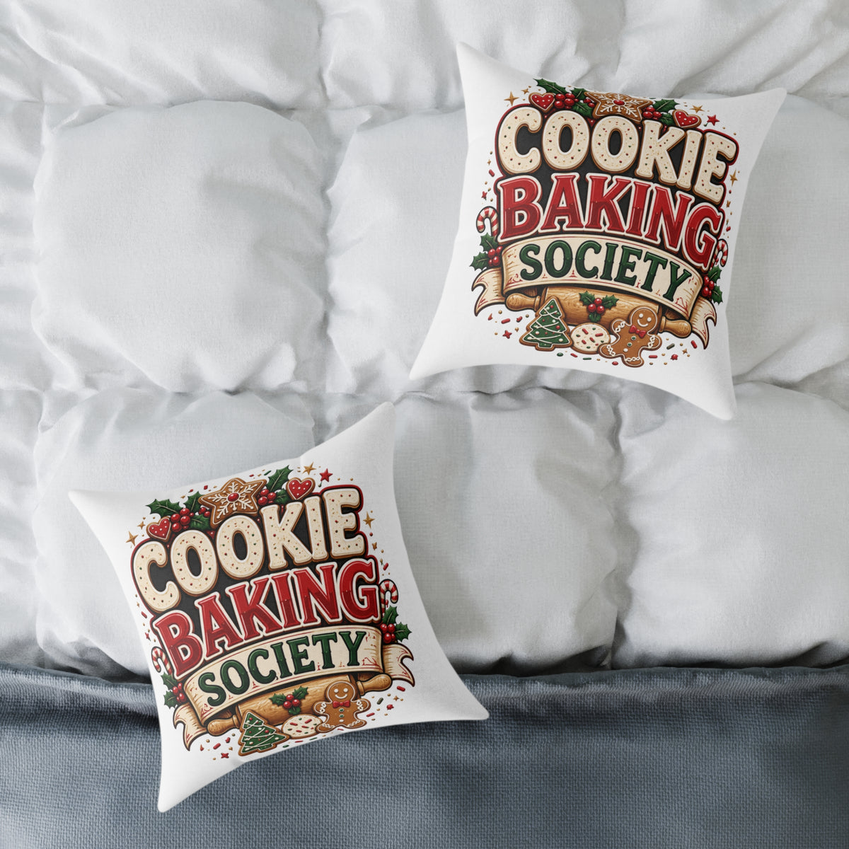 Christmas Cookie Baking Society Pillow — Holiday Baking Decorative Throw Pillow