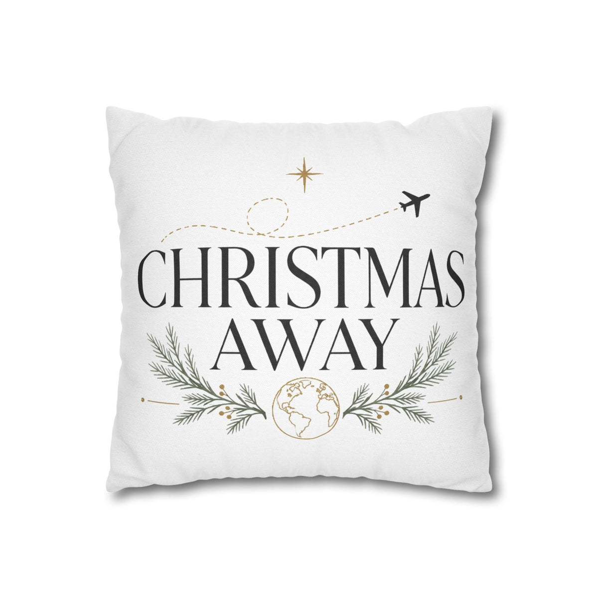 Christmas Away Square Pillowcase – Travel-Themed Holiday Decorative Pillow