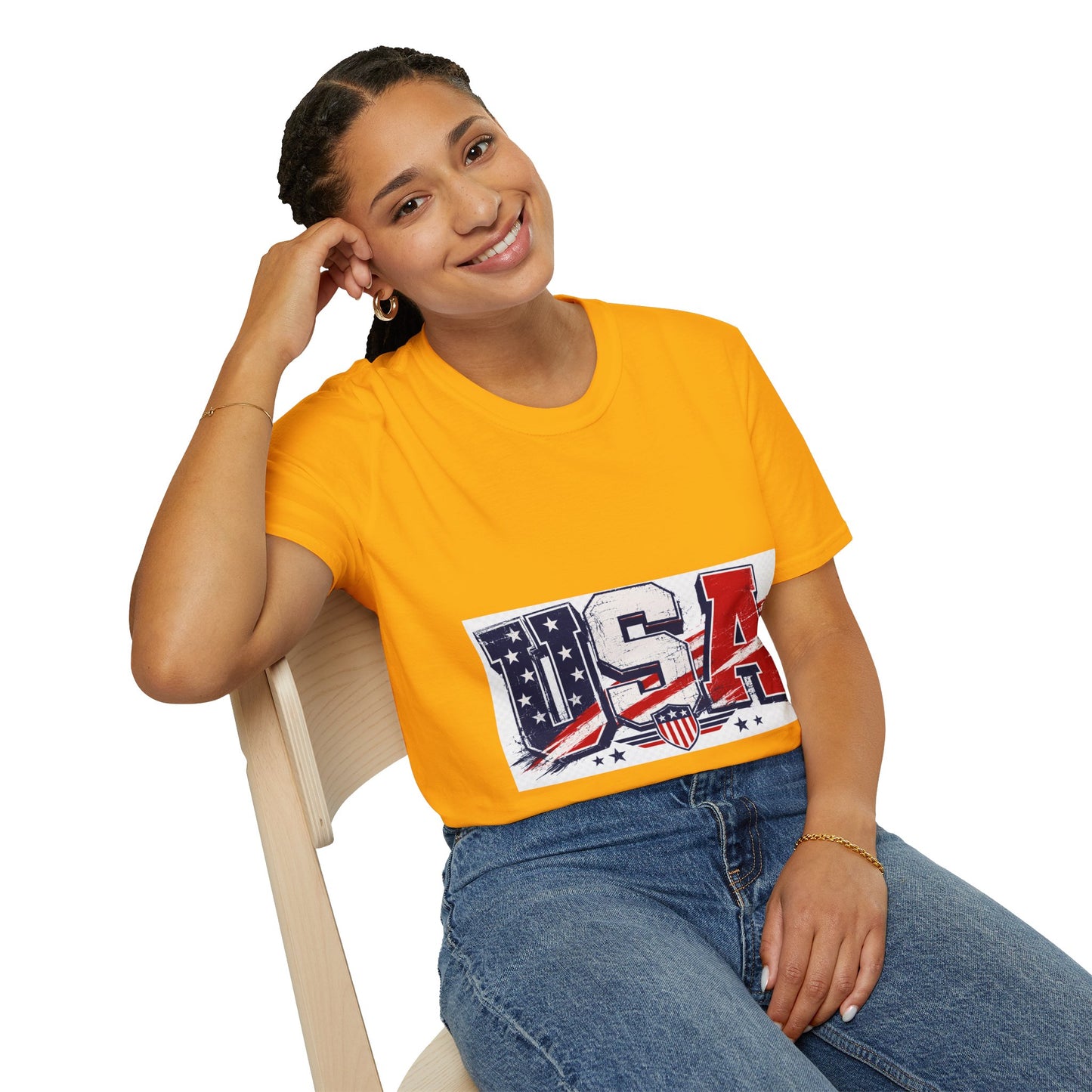 USA Flag Graphic T-Shirt — Patriotic Red White & Blue Tee
