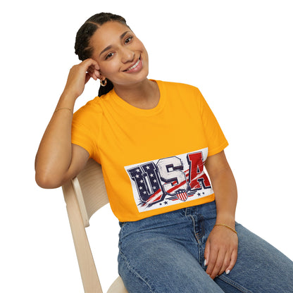USA Flag Graphic T-Shirt — Patriotic Red White & Blue Tee