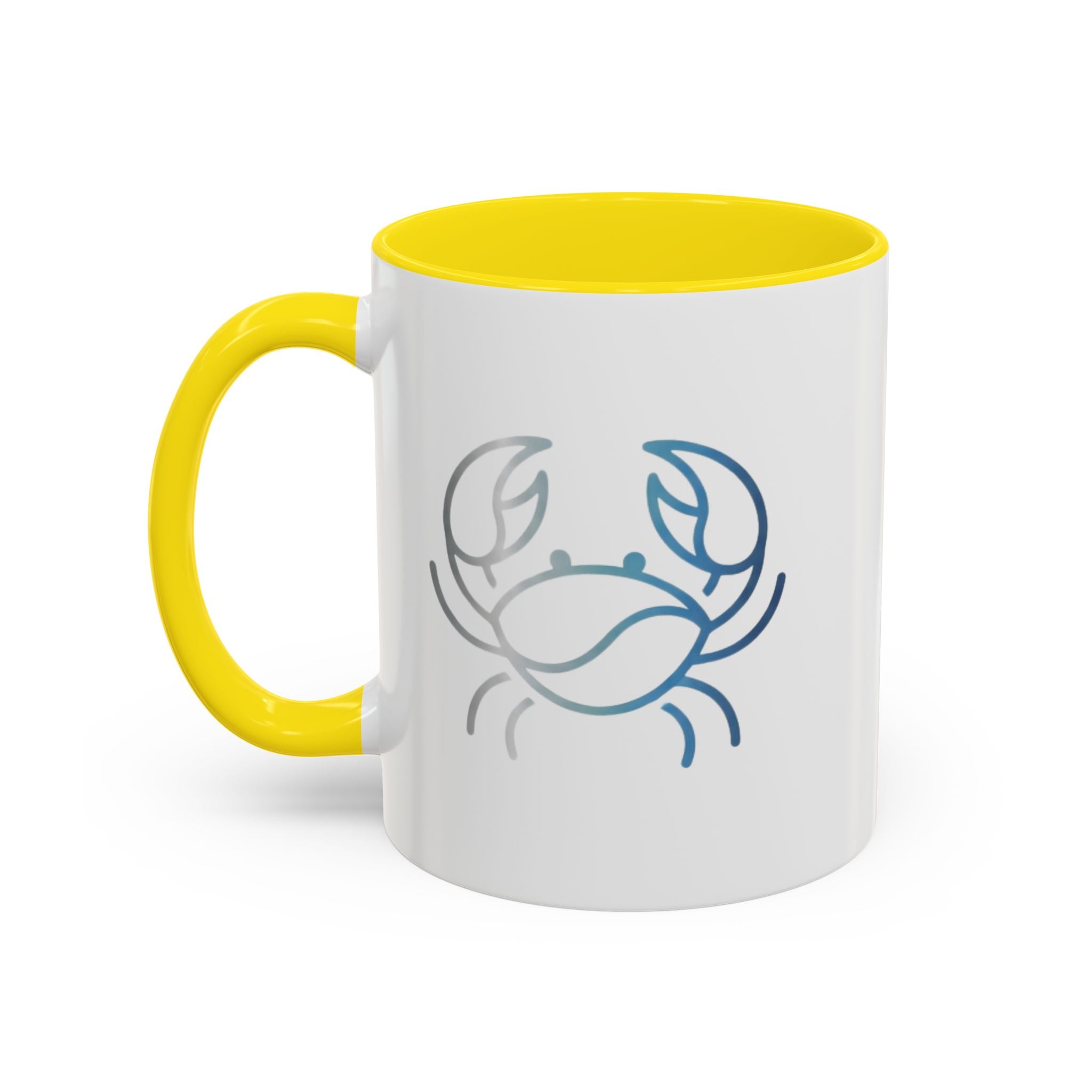 Crab Accent Coffee Mug — Minimal Coastal Zodiac Crab Design