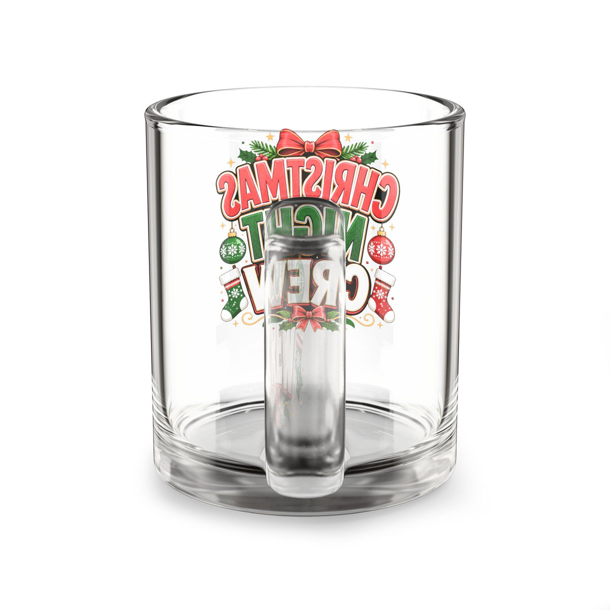 Christmas Glass Mug 10 oz Christmas Night Crew Glass Mug — 10oz Holiday Coffee & Cocoa Cup
