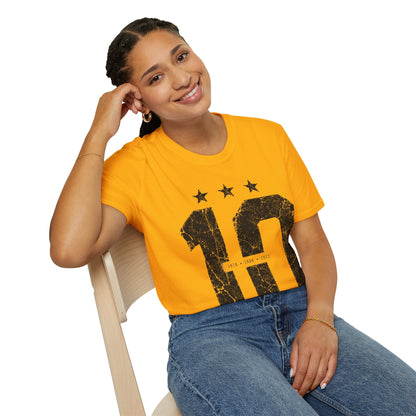 Vintage Argentina Worldcup winning No. 10 Jersey T-Shirt — Distressed Number Tee with Three Stars
