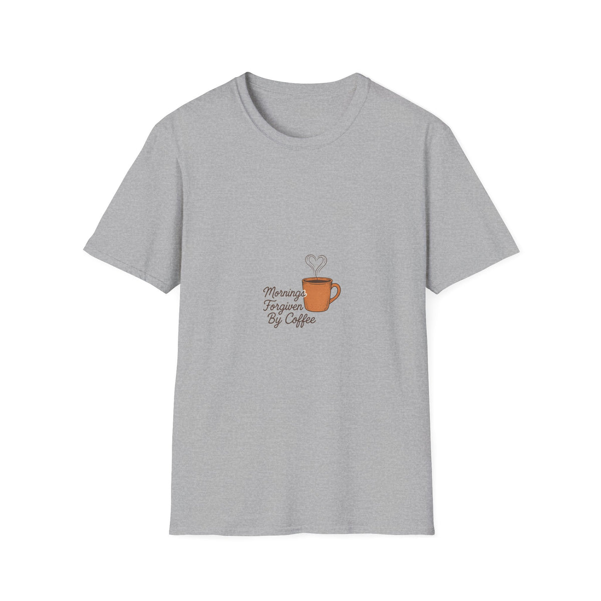 Morning Powered By Coffee Graphic Tee, Cute Caffeine Heart Mug T-Shirt - Trending Now - September 2026