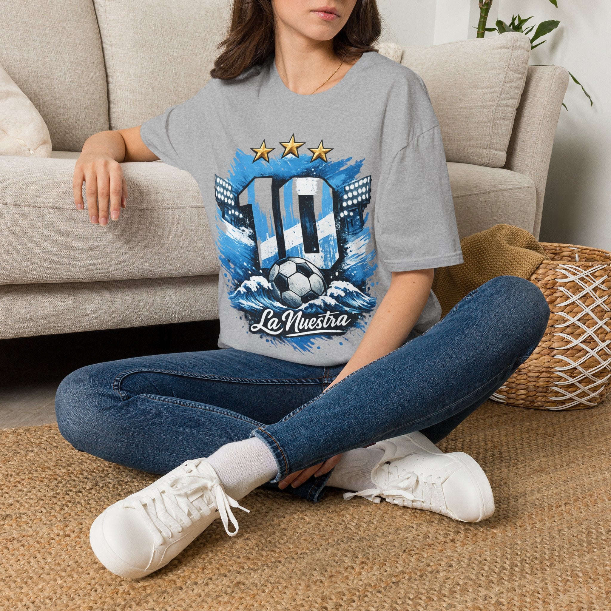Argentina Soccer Fan T-Shirt — 'La Nuestra' #10 Jersey Design