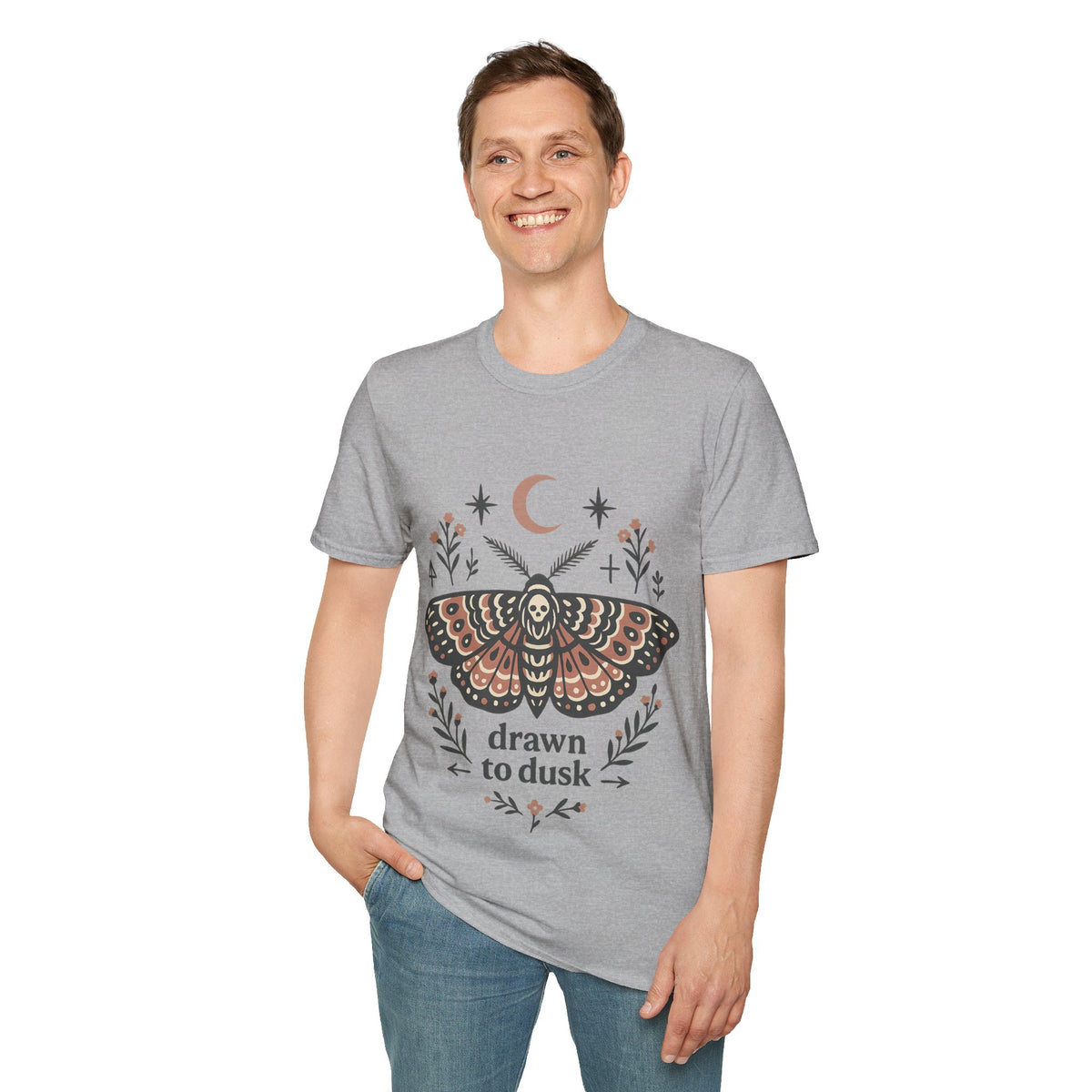 Mystic Moth T-Shirt — Crescent Moon & Floral Boho Graphic - Trending Now- August 2026