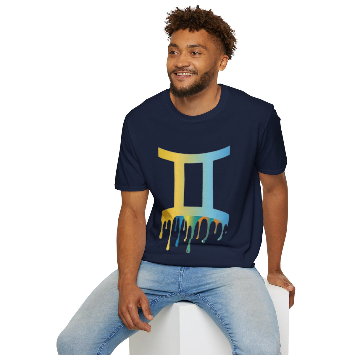 Gemini Drip Zodiac T-Shirt — Rainbow Gemini Symbol Tee
