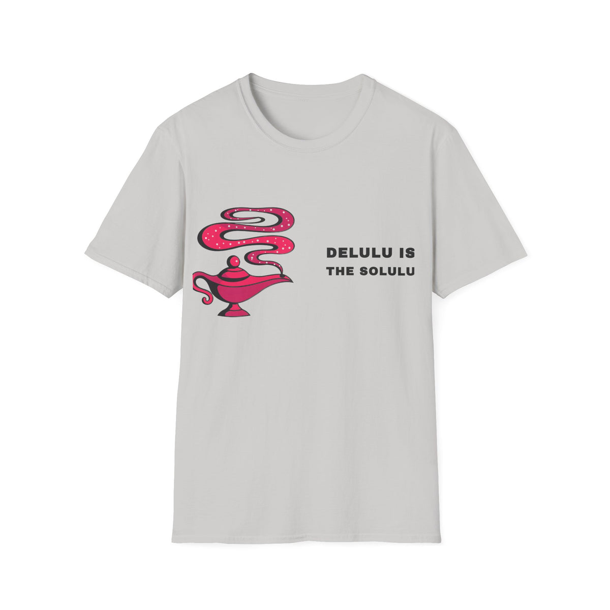 Genie Lamp Graphic T-Shirt — 'Delulu' Vaporwave Snake Design - Trending Now - September 2026