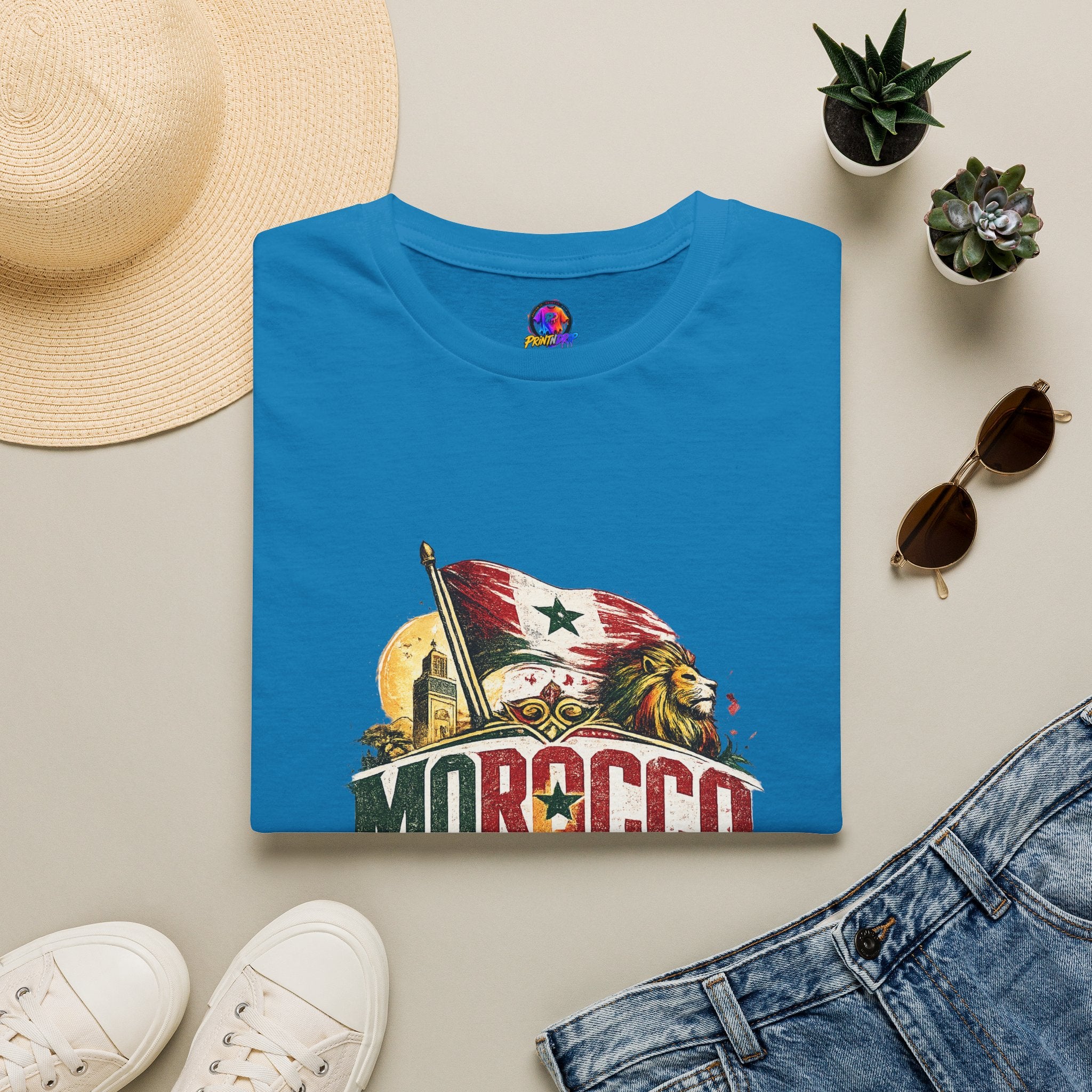 Morocco Soccer T-Shirt — Vintage Flag & Lion Football Tee