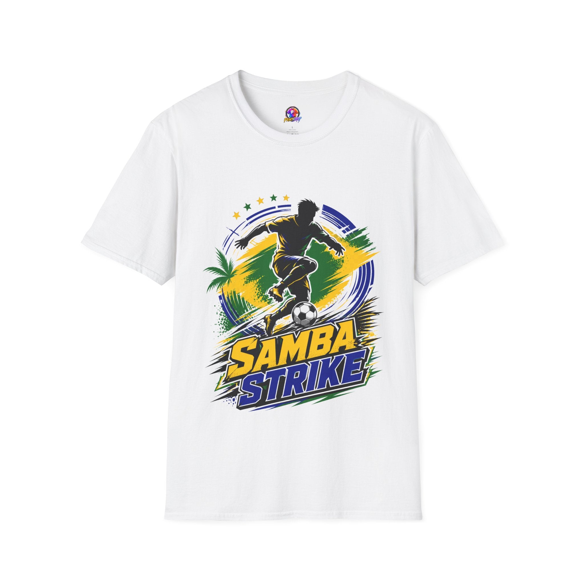 Brazil  Samba Strike Soccer T-Shirt — Brazilian Football Player Graphic Tee