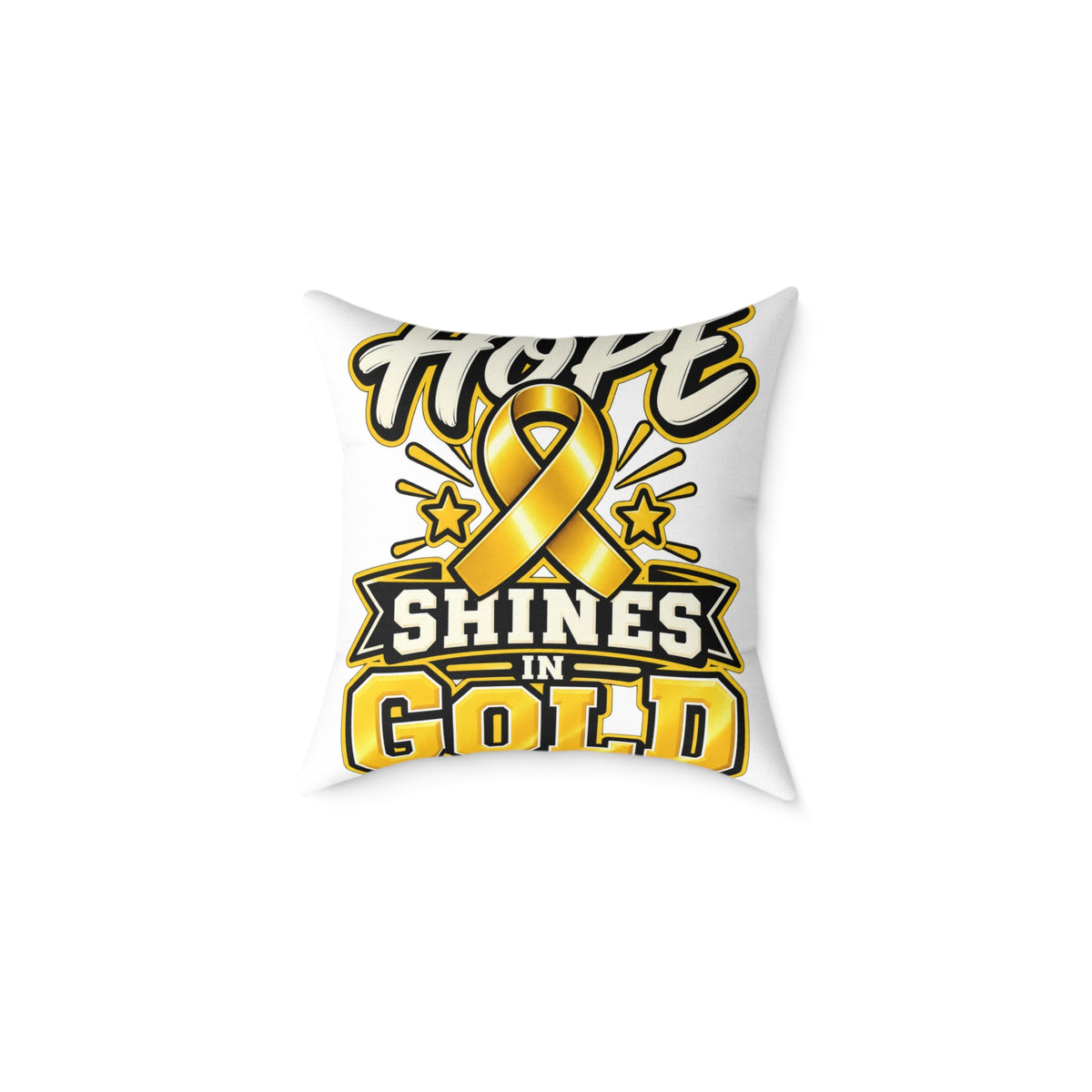Childhood Cancer Hope Shines in Gold Awareness Ribbon Square Pillow