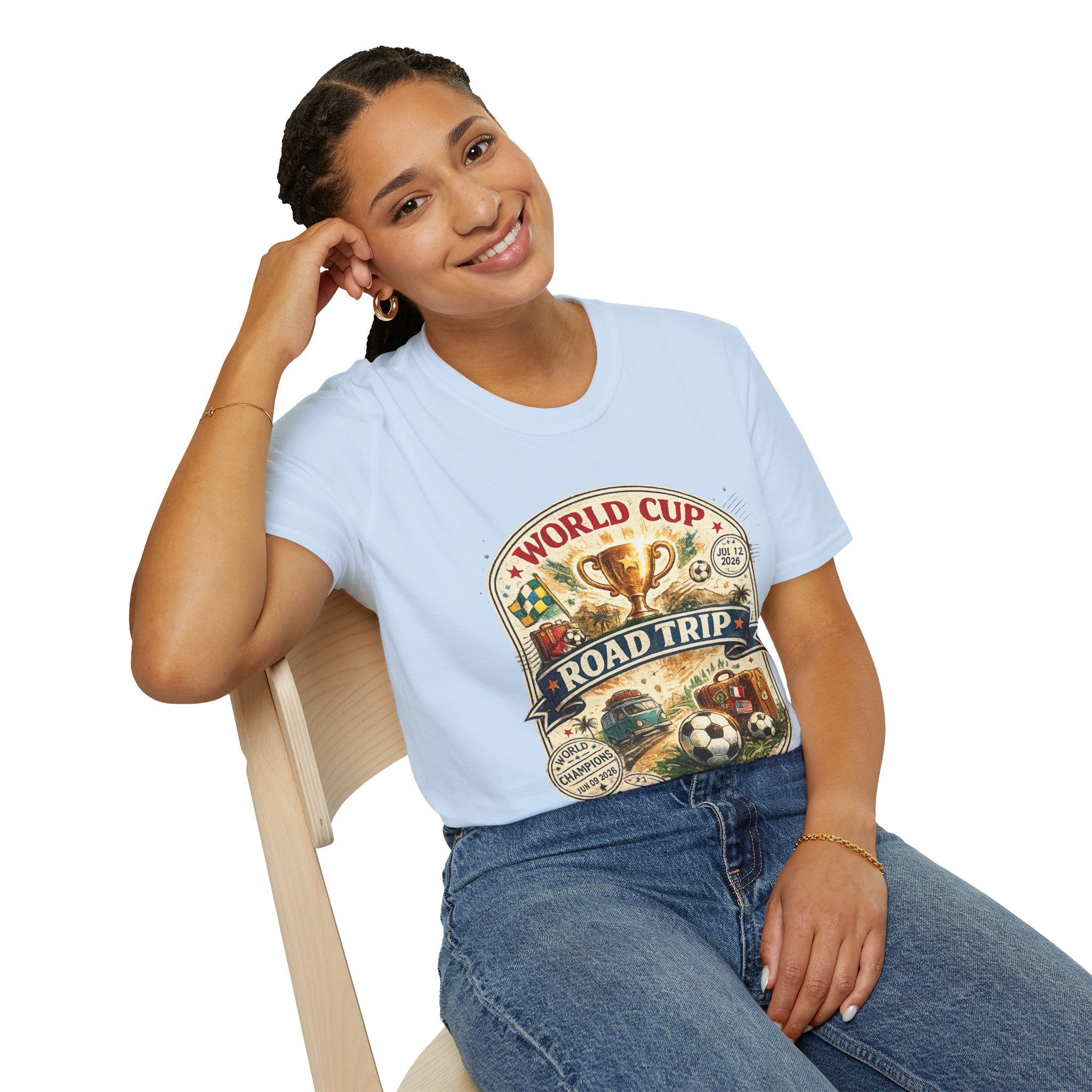 World Cup Road Trip T-Shirt — Vintage Soccer Trophy Design
