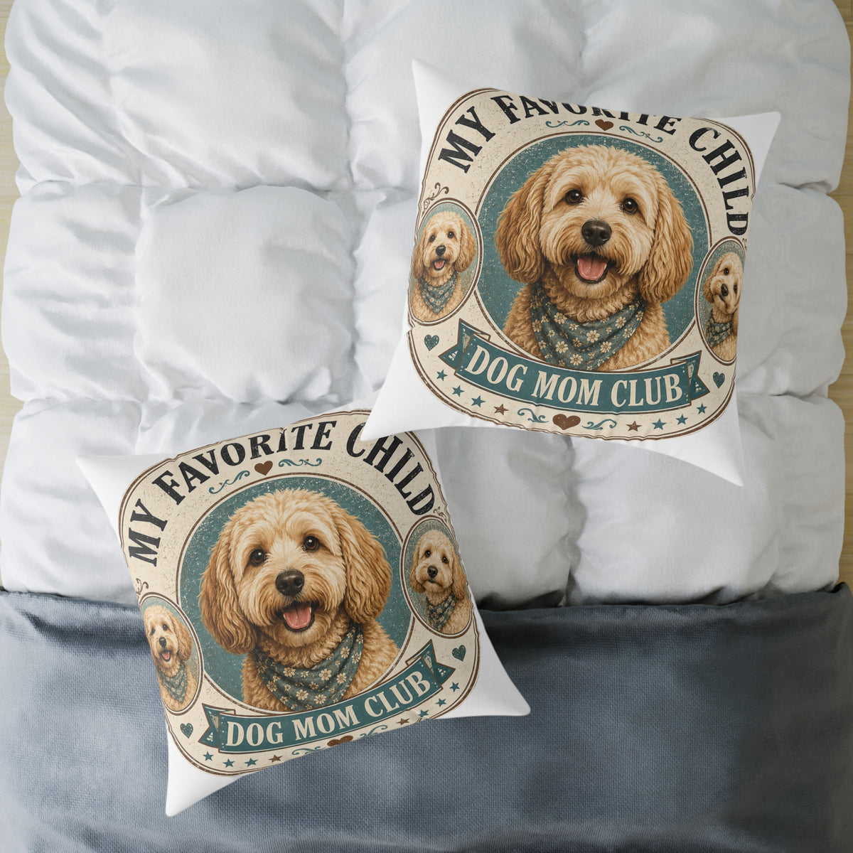 Milo Bailey Dog Dad Mom Square Pillow - "My Favorite Child" Dog Mom Club Decorative Throw Pillow