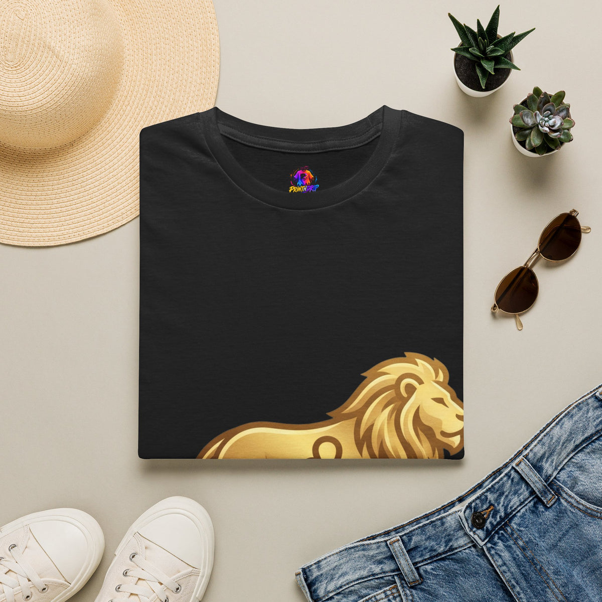 Leo Zodiac Lion T-Shirt — Gold Astrology Tee for Leo Birthdays & Zodiac Fans